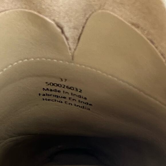 Free People Sienna Gold Metallic Point Toe Leather Ruffle Slip On Flats Size 37 - Picture 10 of 12